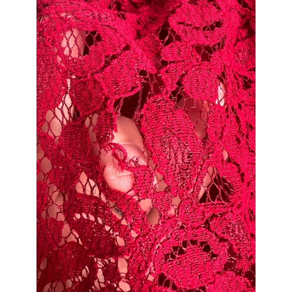 Forgotten‎ Grace Red Floral Lace Peasant Top Bell Sleeve Off Shoulder Large - Picture 9 of 15
